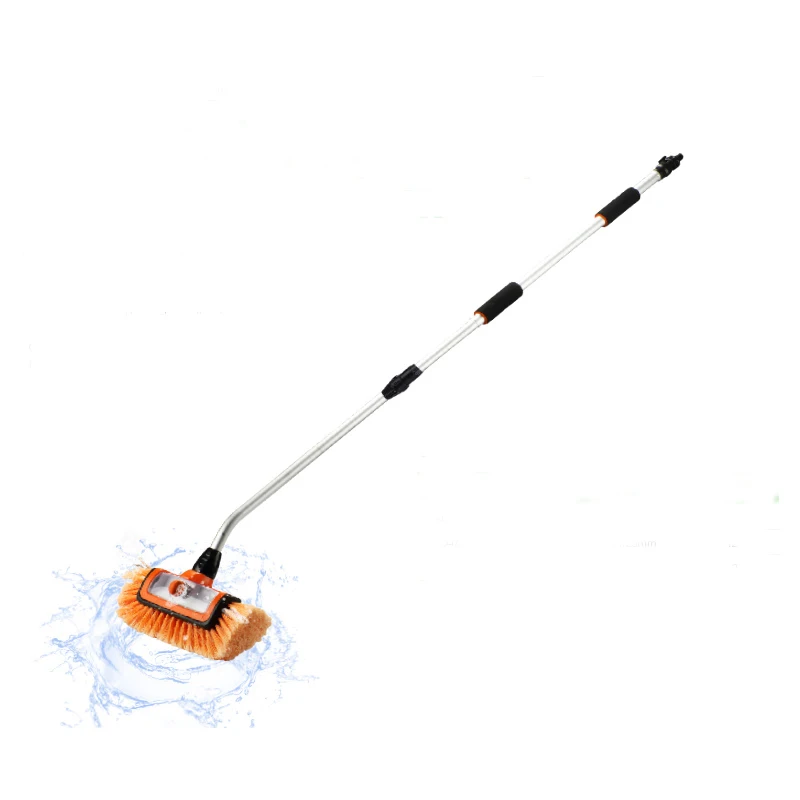 automotive cleaning brush Super Soft Hair tire wheel truck SUV telescopic water flow car brush with soap dispenser