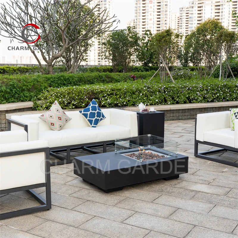 Wholesale Customized Modern Propane Fire Pit Table with Gas Patio Heaters Concrete Table Design
