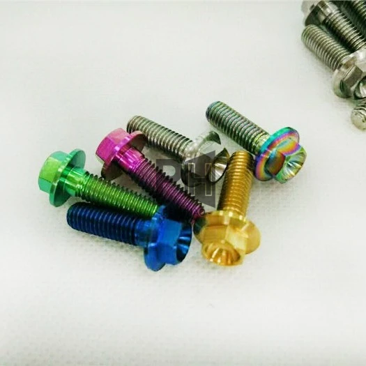 Titanium Flange Hex Bolt M6x10/15/20/25/30/35mm Custom Baut Titanium Wsrna OEM Ti Screws for Motorcycle Retrofit