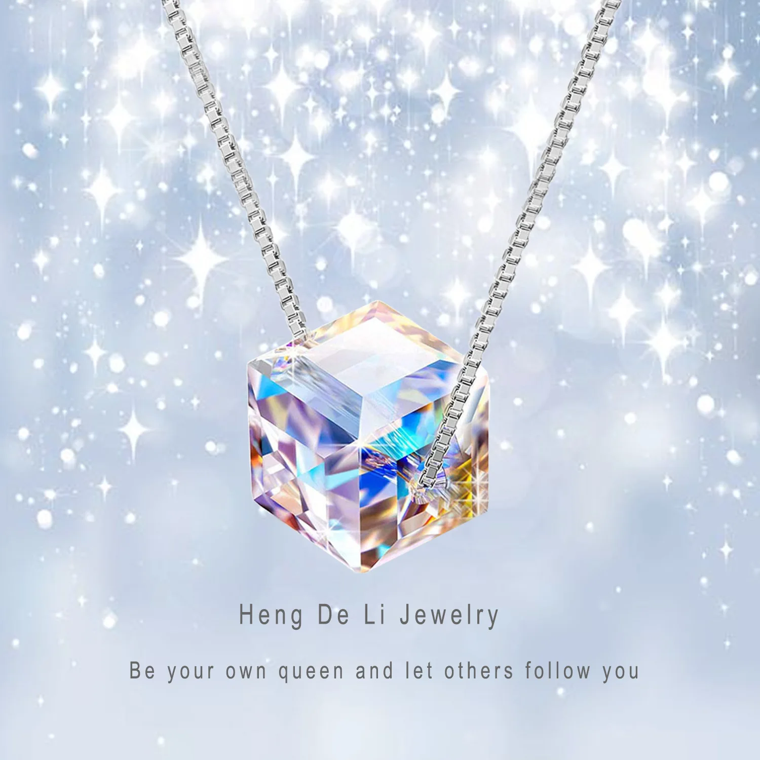 R.GEM. Allergy Free Simple Jewelry Platinum Plating S925 Silver Choker Necklace Cubic Crystals Pendant Necklace for Women