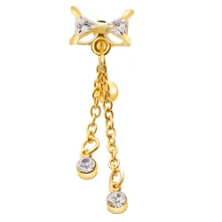 Wholesale Trendy New Arrivals Women Jewelry Butterfly Knot Colorful Zircon Long  Drop Stainless Steel Navel Piercing Jewelry