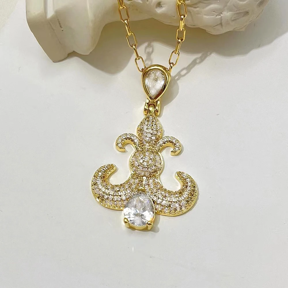 Dazzling zircon cross pendant necklace