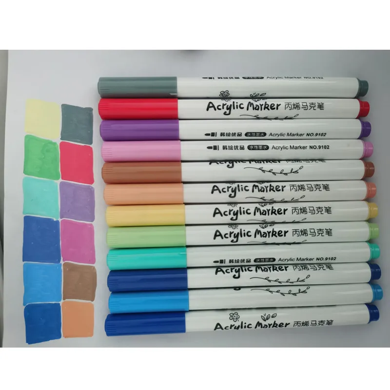 Cheap Paint Marker 12 Colors Waterbased Acrylic Paint Markers Set Rock painting Waterproof Non-toxic Art Markers Pen