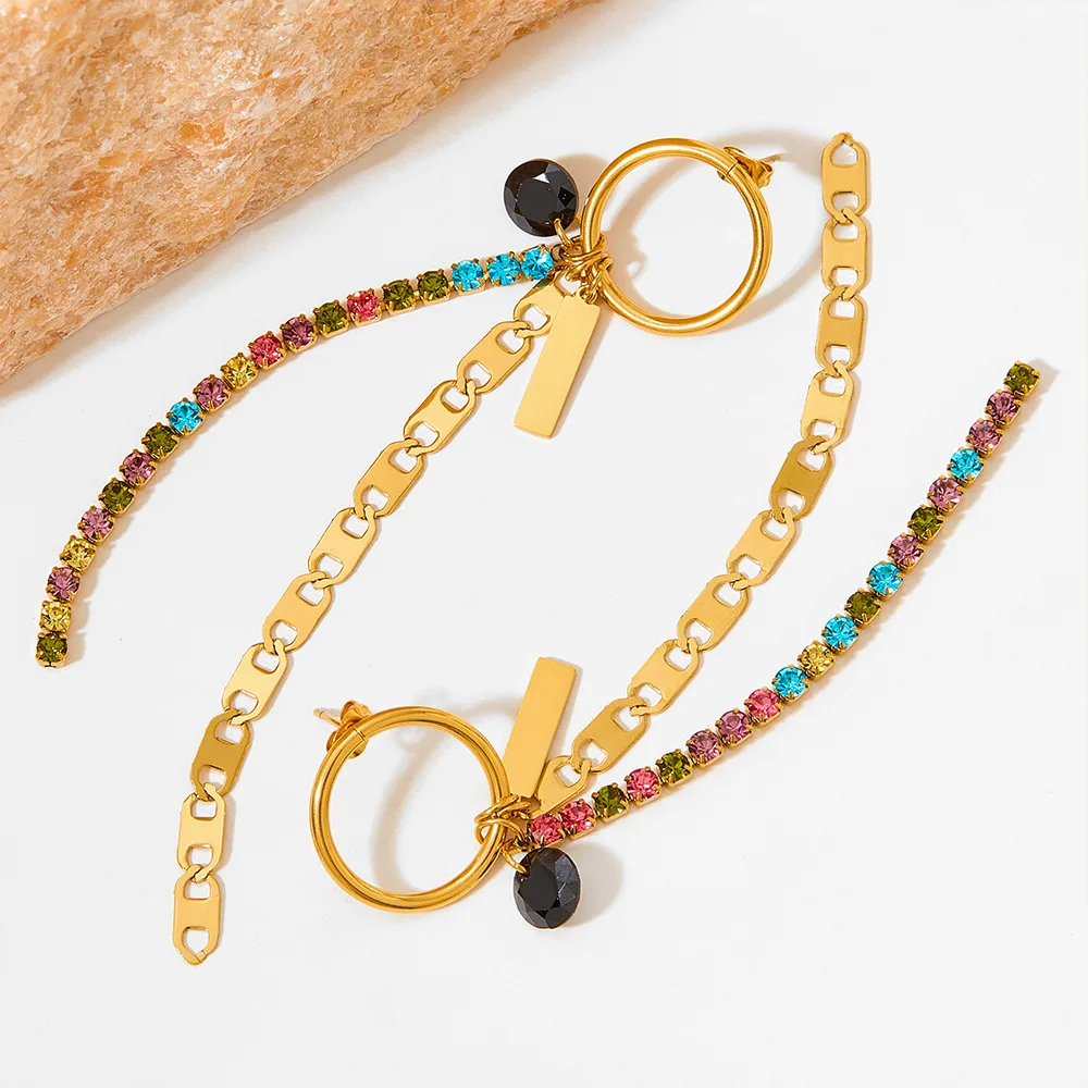 Gold Simple Fashion Jewelry Women Pendant Necklace and Stud Earrings Stainless Steel Jewelry Set