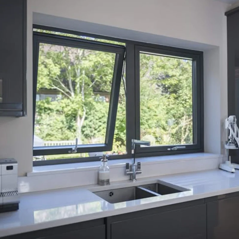Extra Wide Top-Hung Windows Outswing Exterior Waterproof Metal Double Glazing Aluminum Awning Window For House