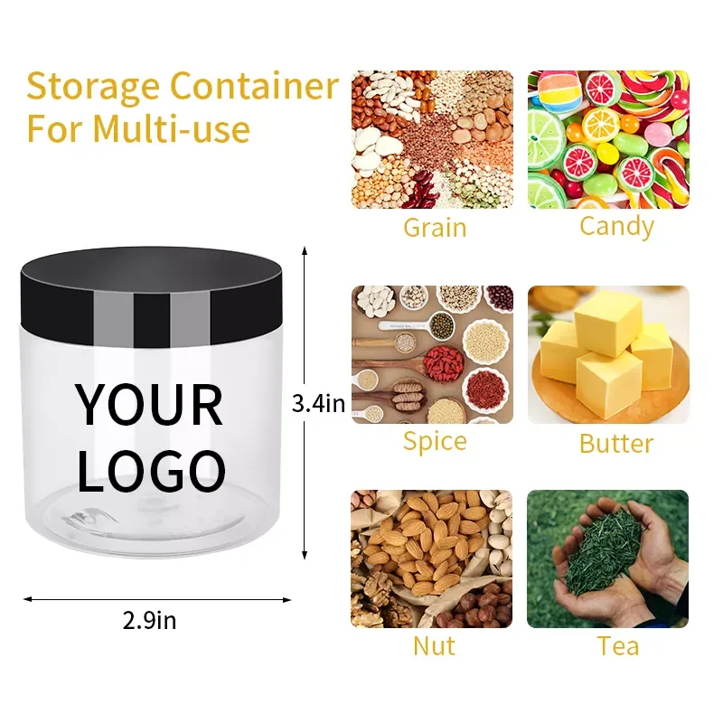 Cosmetic jar and container 4 oz plastic jars white cosmetic jars with lids rose gold custom logo