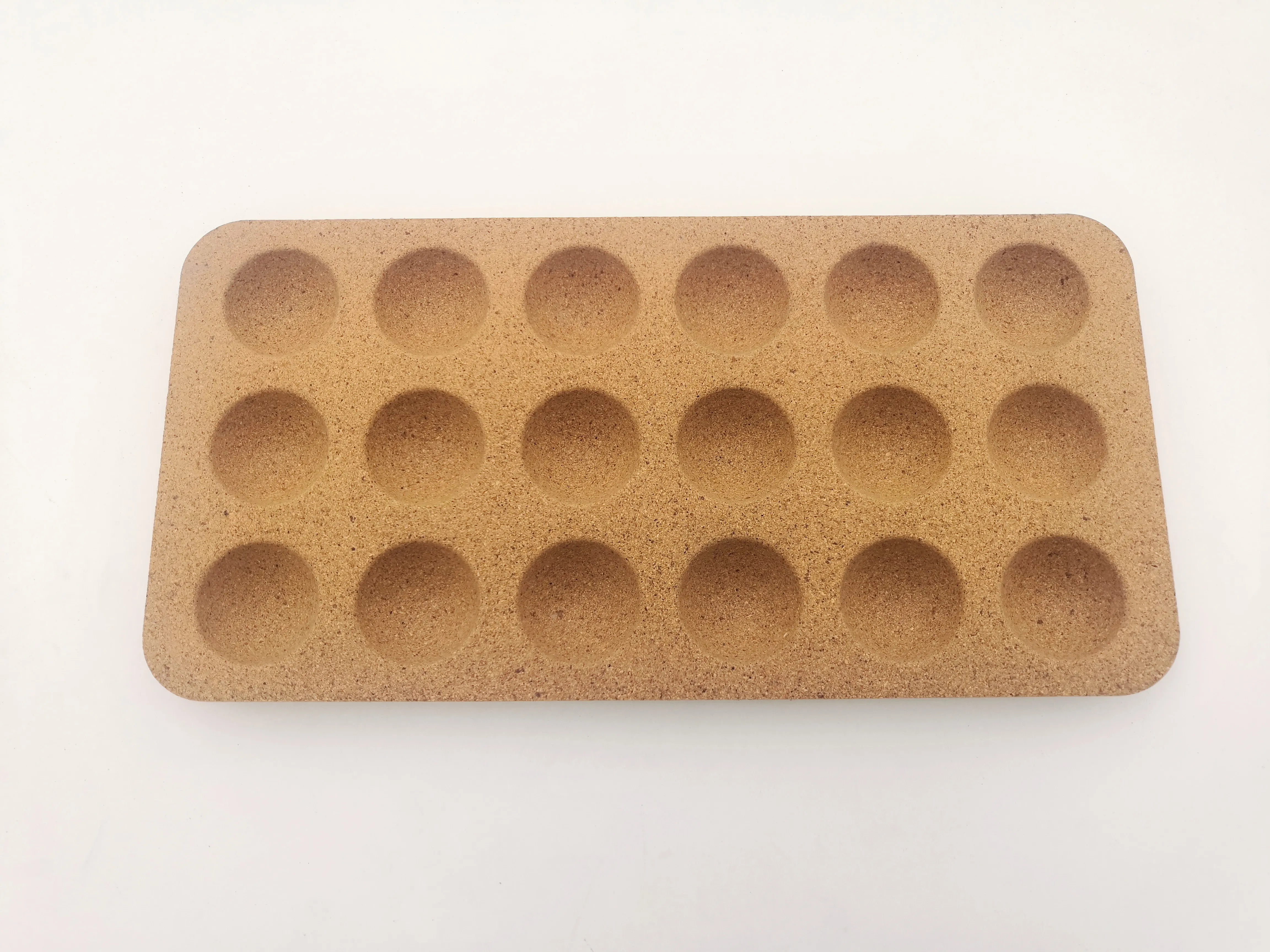 Amazon hot sale high quality cork holder for eggs with 12 grooves cork base wood base for kitchen in  refrigerator(fridge)