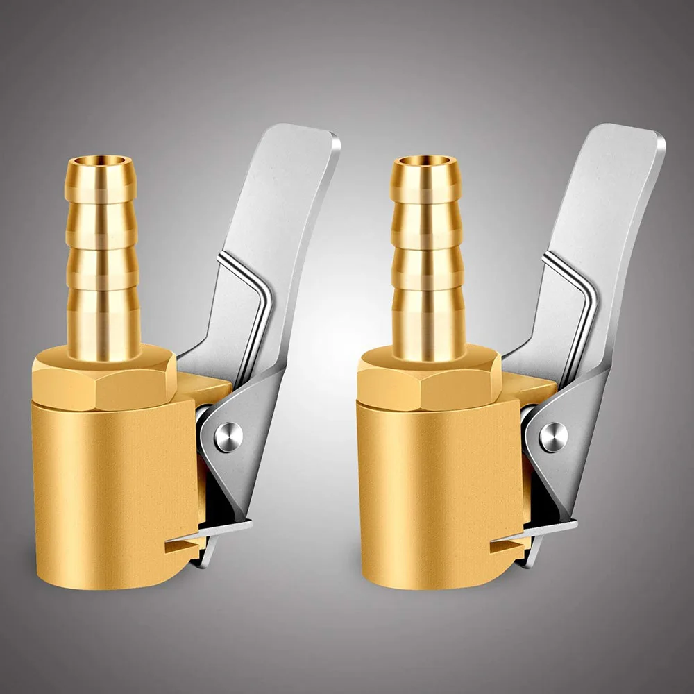 6mm  8mm tire valve inflation brass air chuck with clip, tire chuck hose end with for hose repair