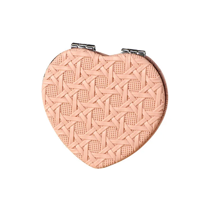 Personalized   Makeup Mirror for Wedding Gifts for Bridesmaids and Guests Portable Mini Double-Sided Folding Mirror heart shape