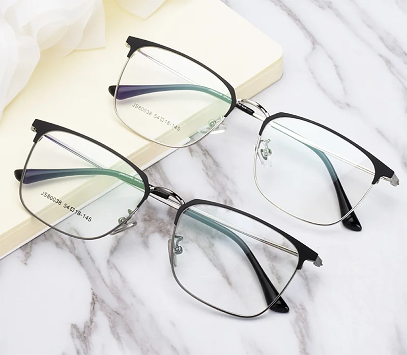 Custom made unisex fashion glass stainless steel eye glasses metal optical eyewear prescription spectacle eyeglasses frames mens