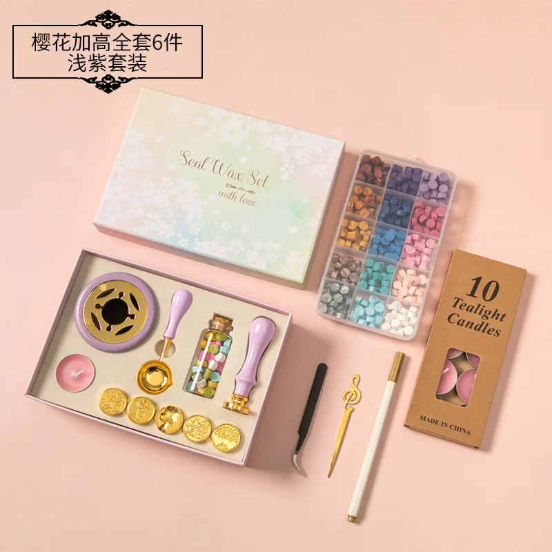 Wax Seal Stamps Box Kit Wedding Invitation Decorative Sealing wax Sellos Dipping Pot Set