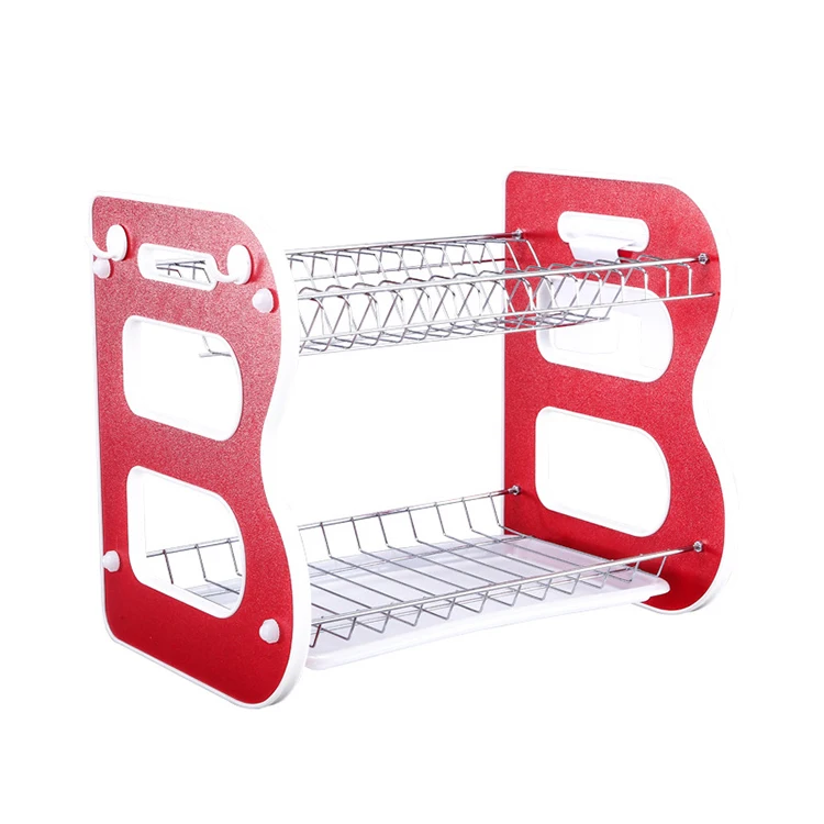 
Metal Pipe Double Layer Drainer Drying Dish Rack Kitchen Storage Supplies Detachable Kitchen Plate Rack 