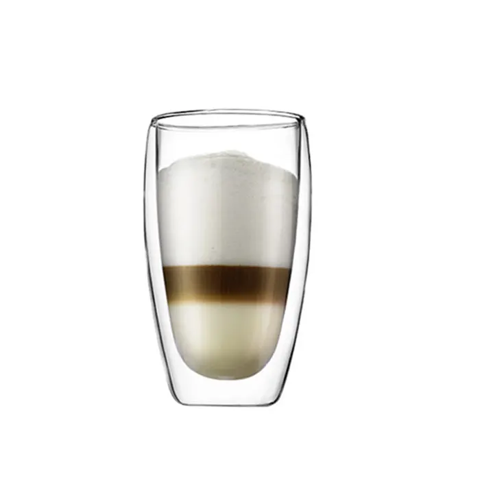 
 250ml clear heat resistant double wall glass drinking coffee cup  