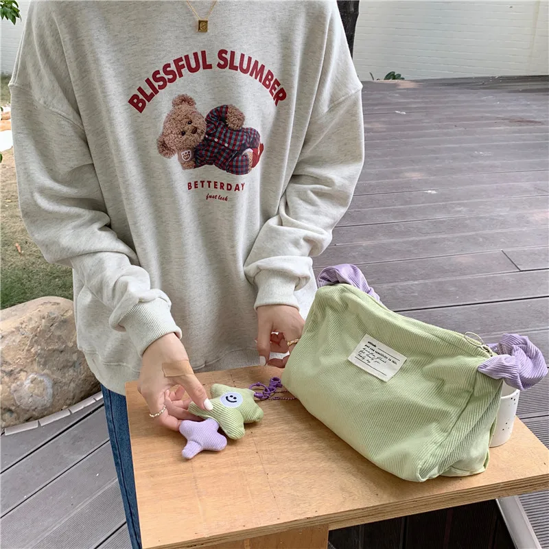 Corduroy Vintage Armpit Bag Sweet Popular Female Girl Hand Carrying Shoulder Bag Cute Student Square Bag