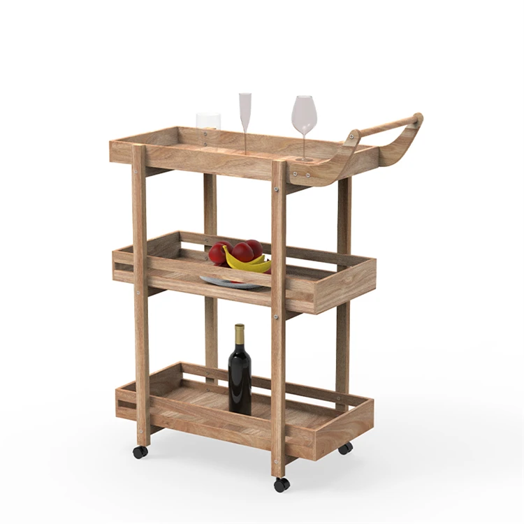 Restaurant Mini Bar Design Wooden Mobile Dining Room Wine Beer Tea Hotel Wooden Food Cart Trolley