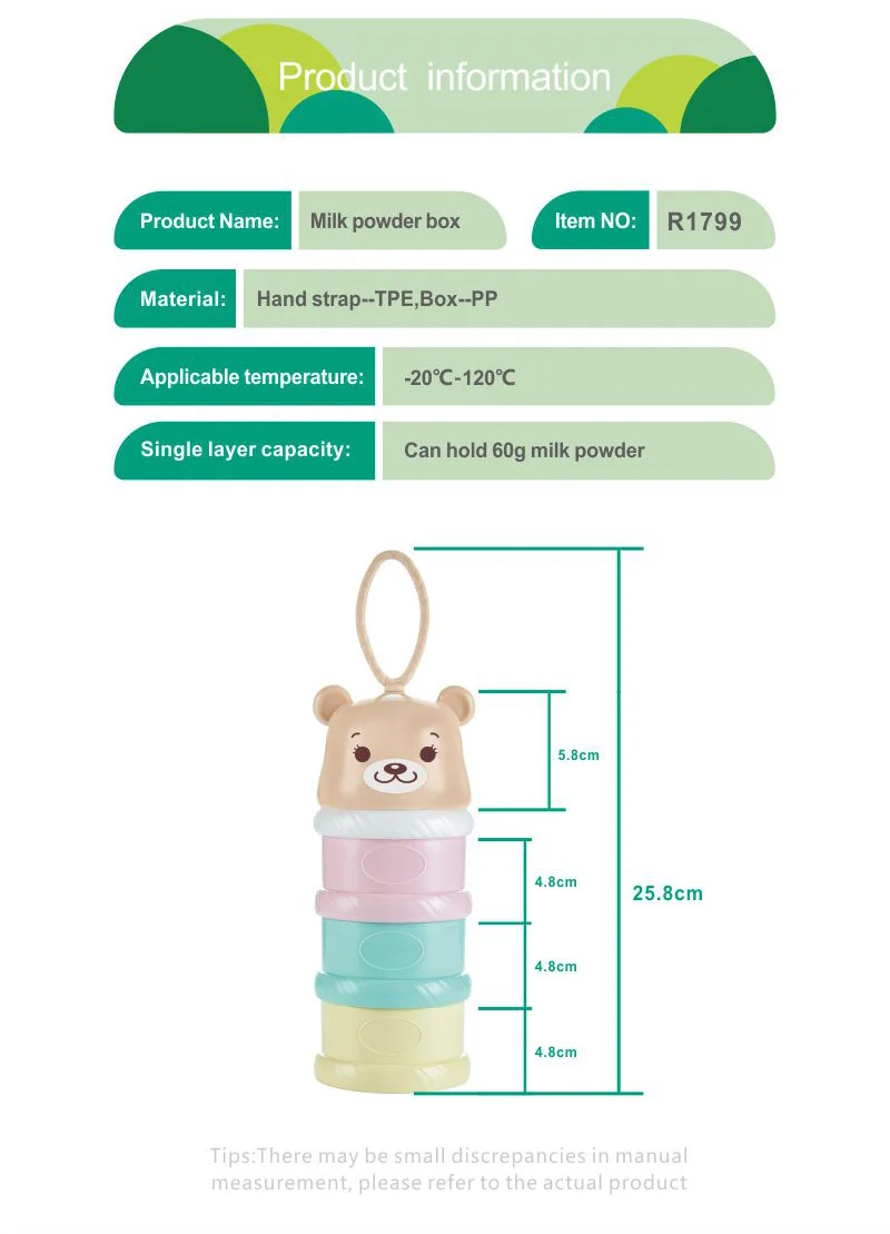 Wholesale Portable Infant Toddler 3/4 Layer Food Snack Storage Box Formula Dispenser Baby Milk Powder Container