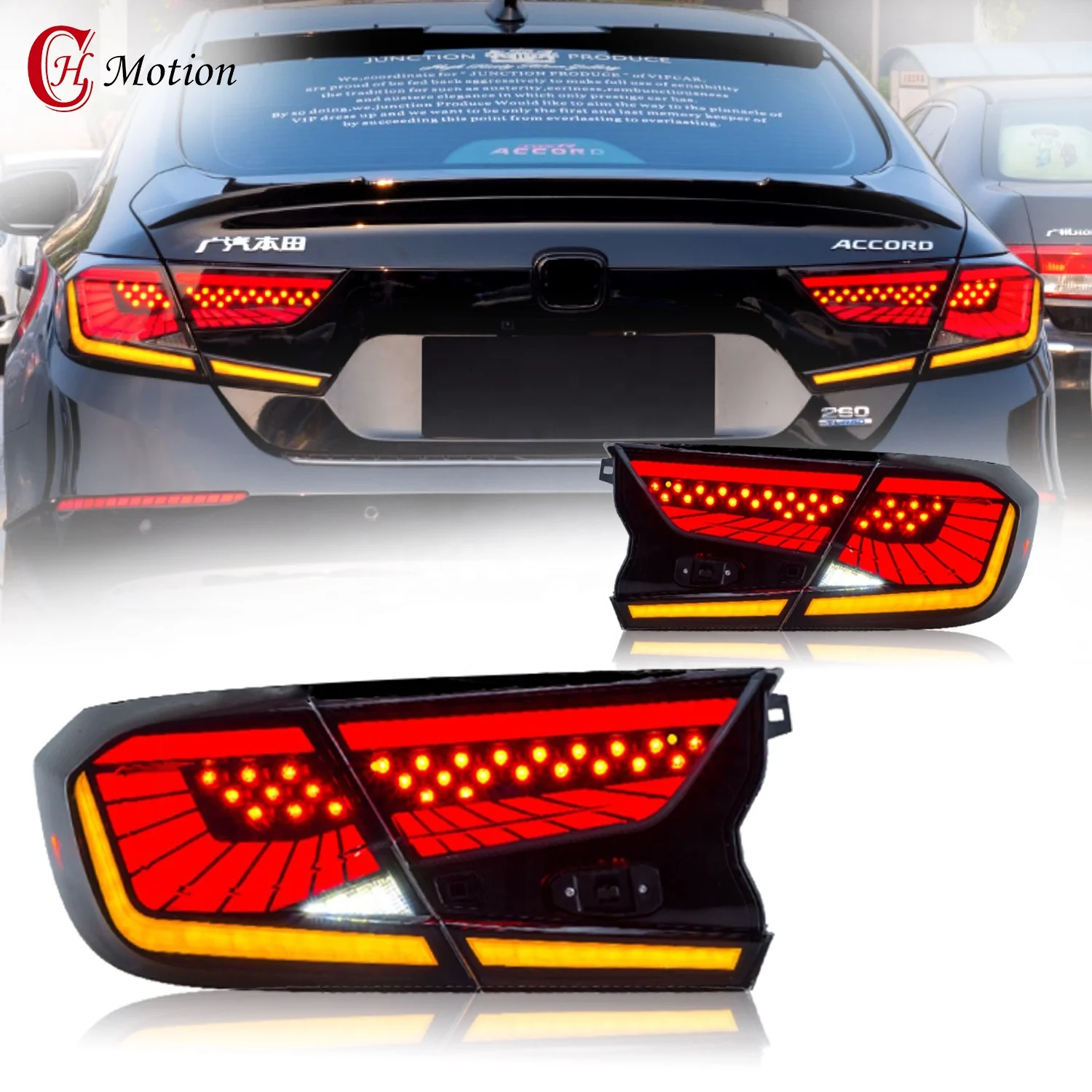 HCmotion Factory wholesales Full LED Start up Animation V2 Rear Tail Lamp 2018 2019 2020 2021 Taillights For Honda Accord