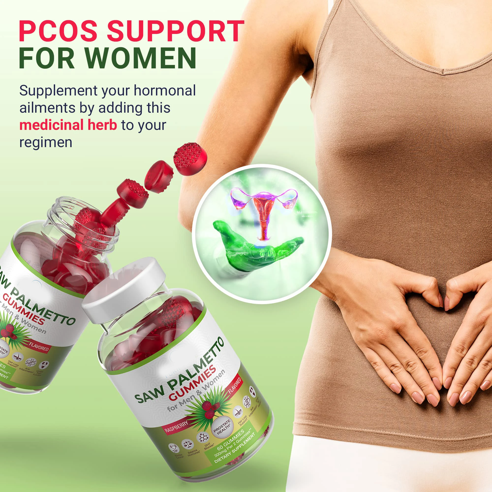 Premium Saw Palmetto Gummies for Hair Loss Support Men and Women  Prostate Health and  DHT Blocker Vegan Halal Gummies