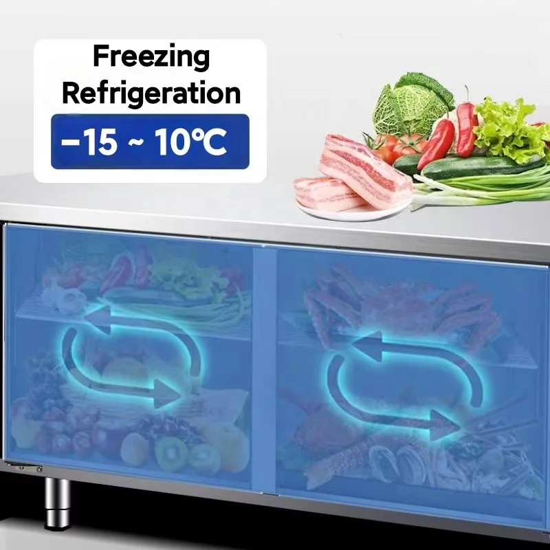 Single-Temperature Horizontal Stainless Steel Bar Fridge under Counter Freezer Air Cooler for Display Single-Chiller Type