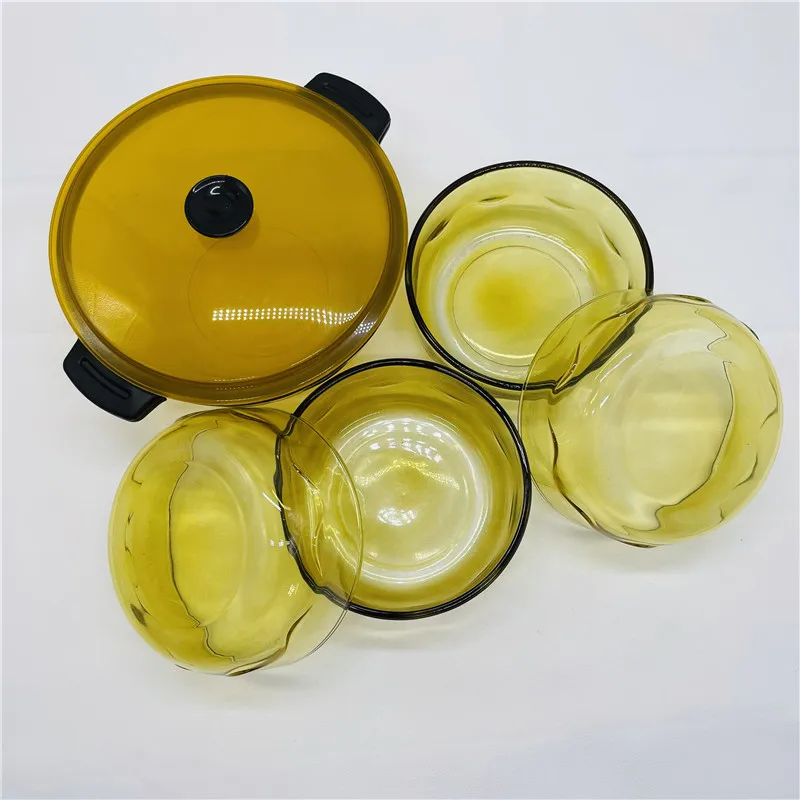 factory outletFactory  price Hot sale 5-piece set of glass bowls and plates Salad fruit glass bowl  Kitchen glass tableware