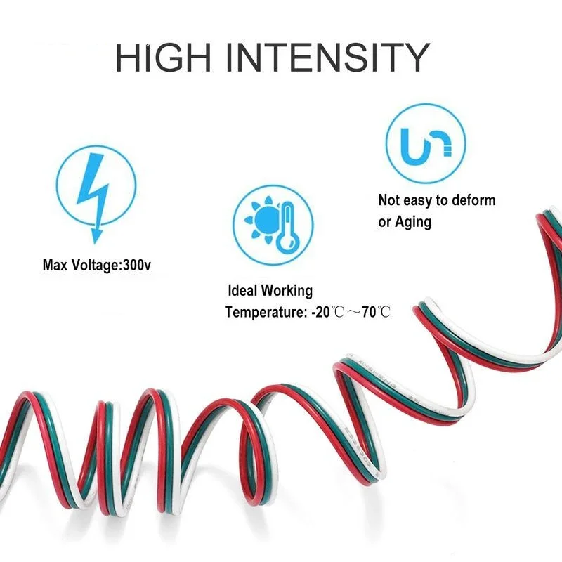3 Pin Cable 100m 22AWG 3 Core Electrical Cable JST Tinned Copper Wires 3pin Wire For WS2811 WS2812B Pixels Strip Light
