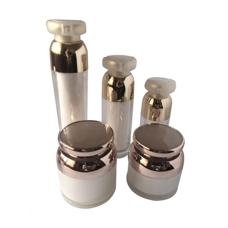 15g 30g 50g empty wholesale white acrylic cream jar 15ml 30ml 50ml white plastic lotion bottle with pump and jar set