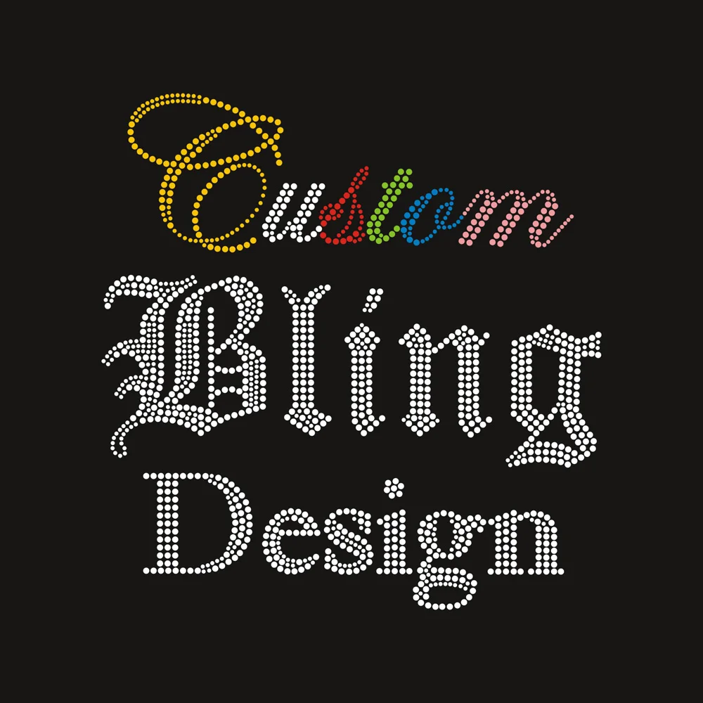 Custom rhinestone logo heat transfers motif rhinestone heat transfer rhinestone