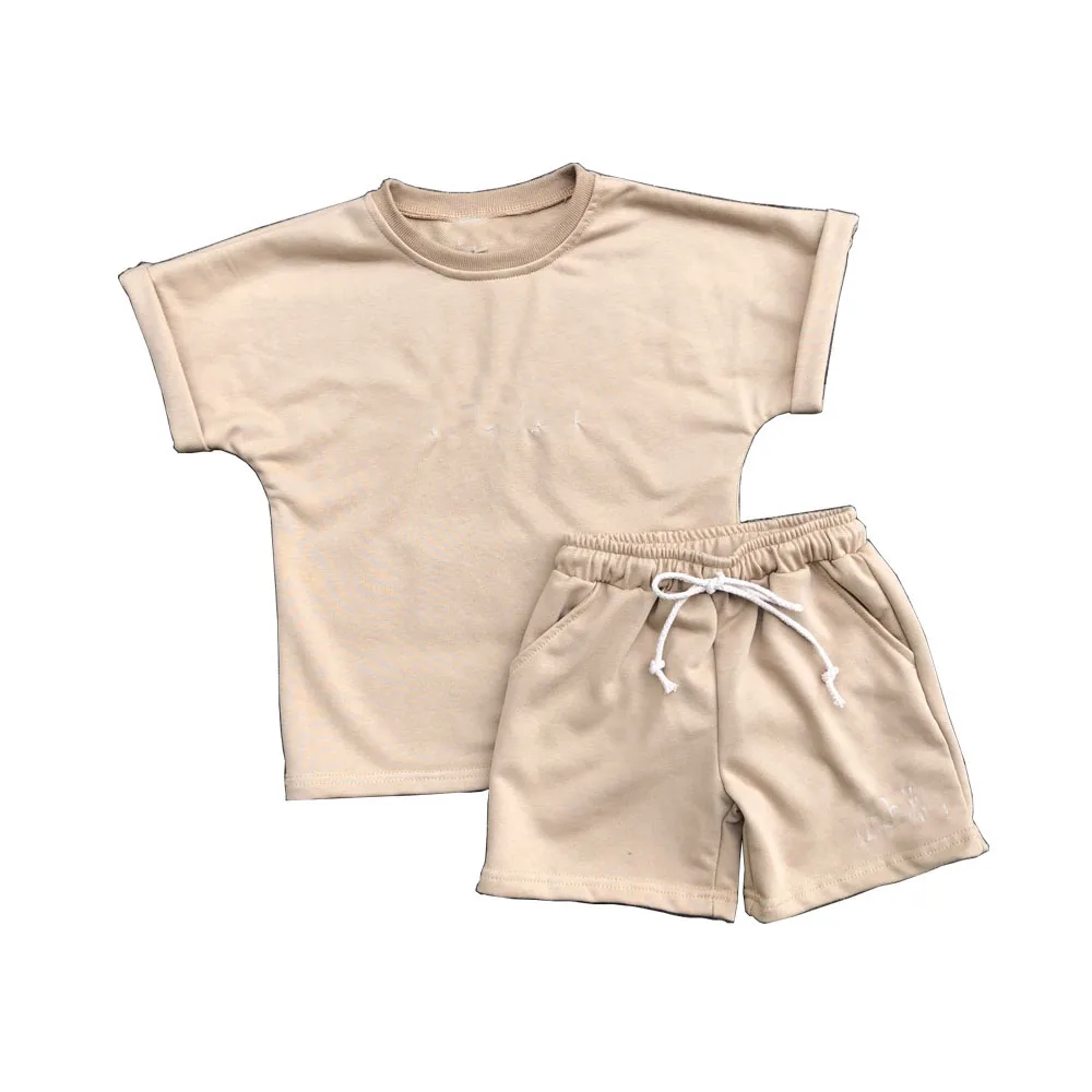 Casual Summer Sweater Baby Boys Clothes Set French Terry Tee Shirts With Short Outfit Kids Clothing Set