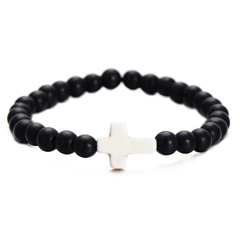 Bead Bracelet Trendy Style Elastic Rope Natural Beaded for Women Handmade Boho Jewelry Cross Bracelets Birthday