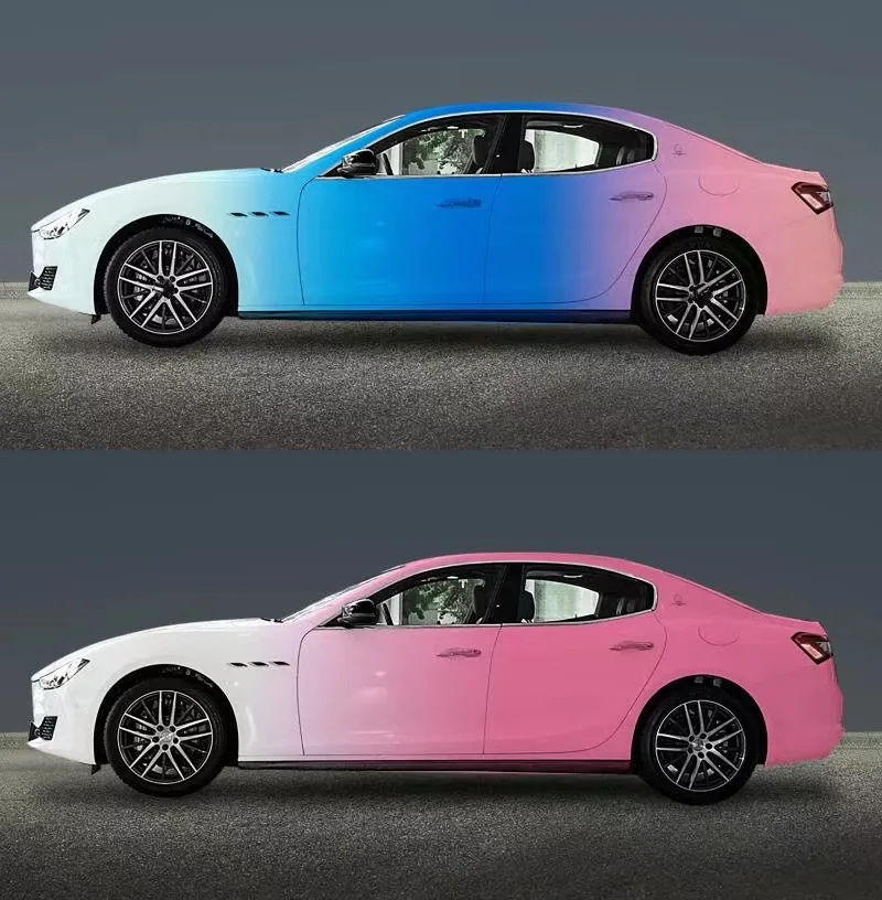 Модная градиентная камуфляжная виниловая пленка для автомобиля, синяя, черная, меняющая цвет, пленка для автомобиля