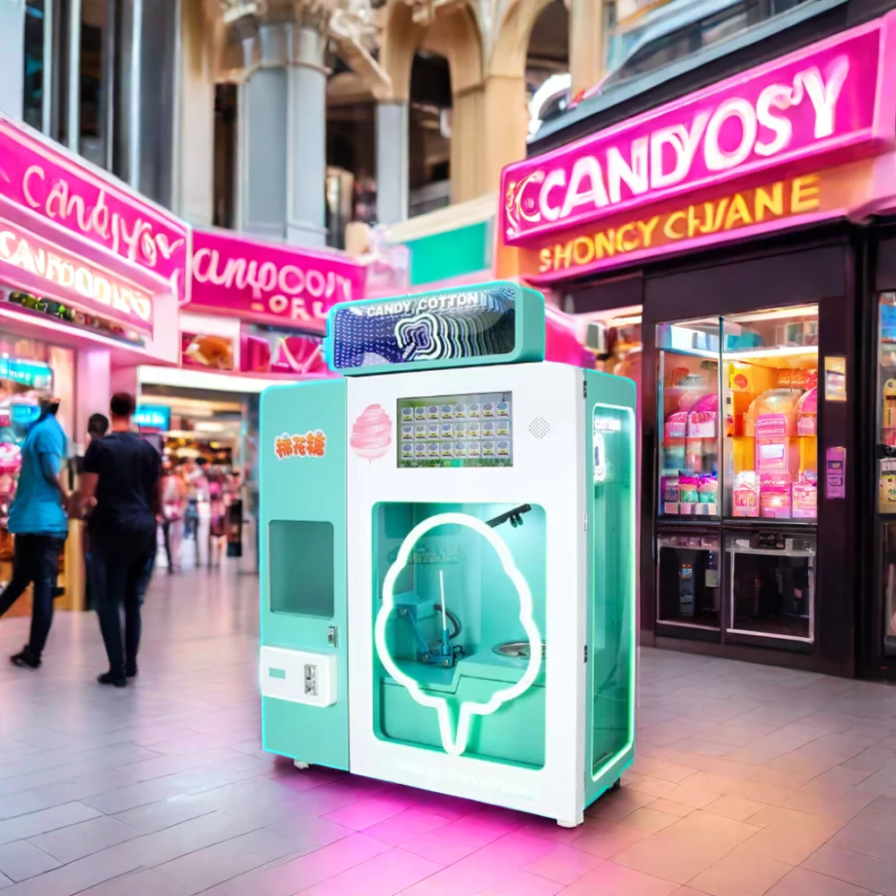 Factory Direct Multi-Language Commercial Cotton Candy Vending Machine
