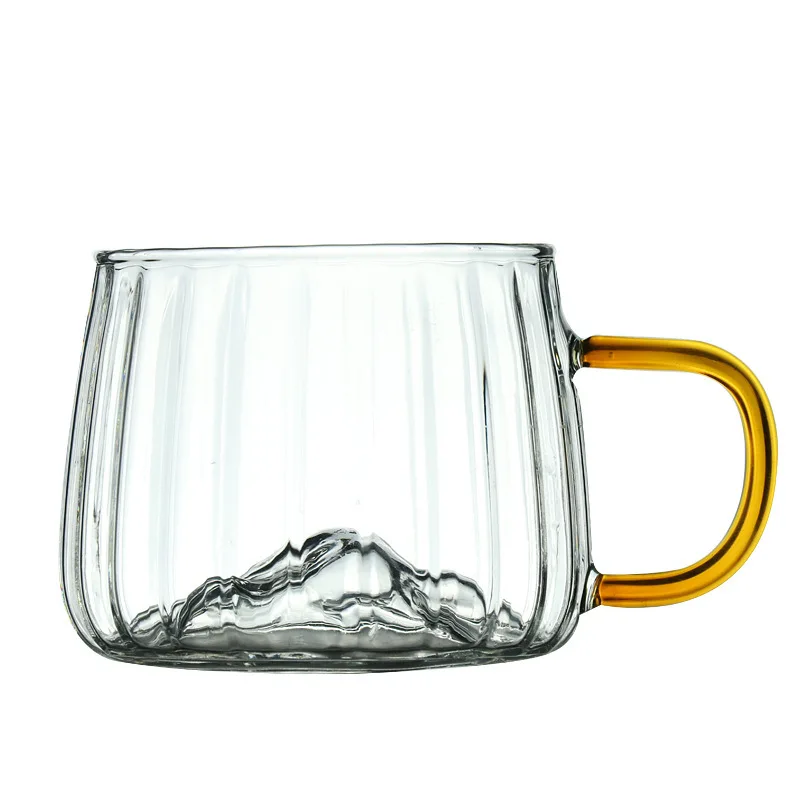 Chinese Art shaped Borosilicate Glass Coffee Tea Cup With Handle