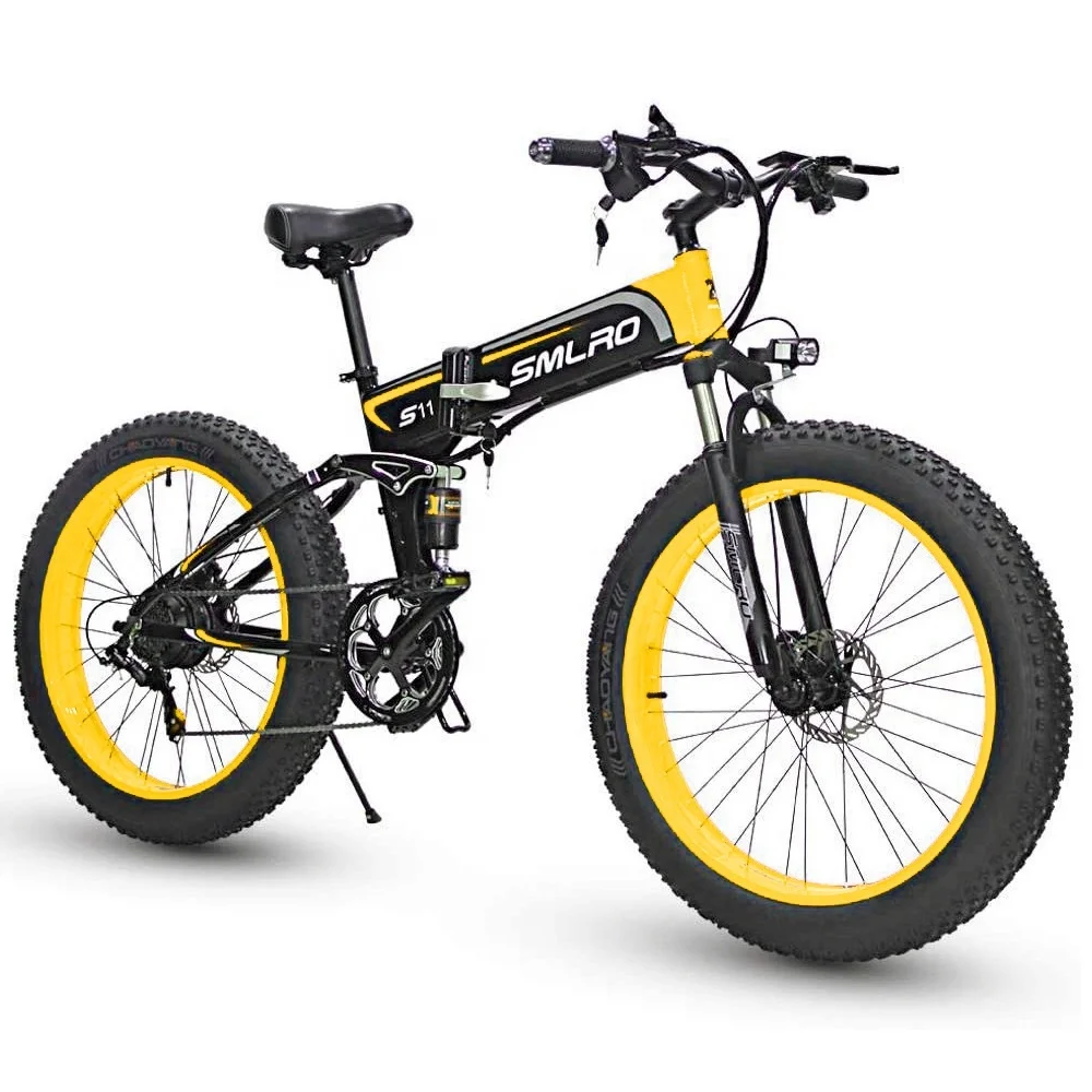 E-bike Competitive Price 1000W Motor Lithium Battery Electric Bike Fat Tire Folding 13AH SMLRO S11 26x4.0 Inch 48V 7 Speed 13 AH
