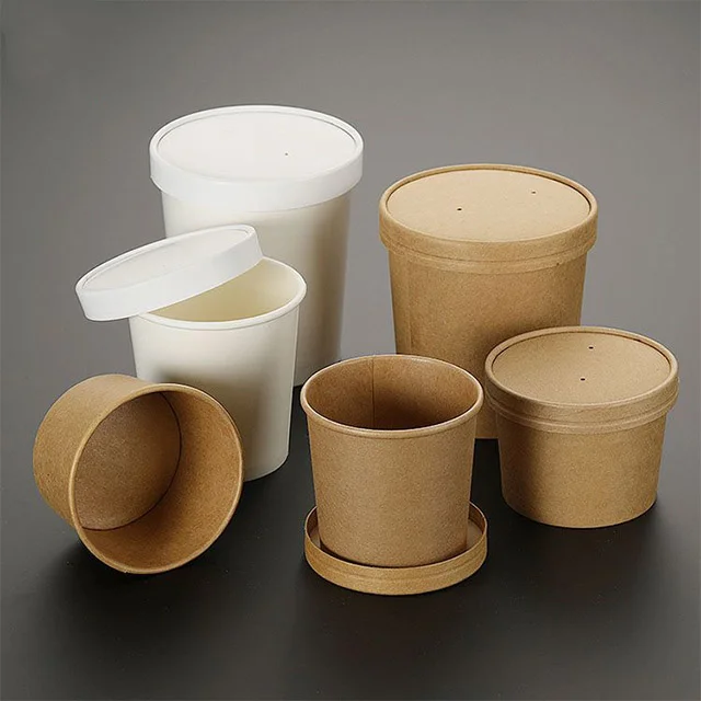 disposable 8 12 16 24 32 oz paper packaging cup bowl noodle bowl with lid ,to go cups paper soup containers with lids
