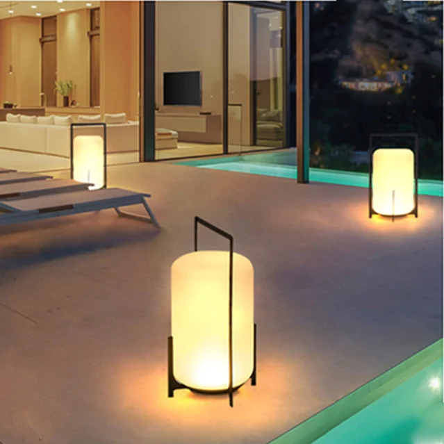 Customized logo portable glass PE party atmosphere table atmosphere corner floor lamp rechargeable solar garden lamp