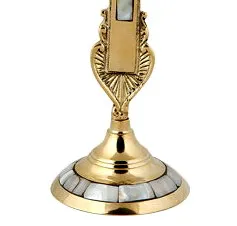 Vintage Standing Gold Mother of Pearl Cross - Altar Gold Cross