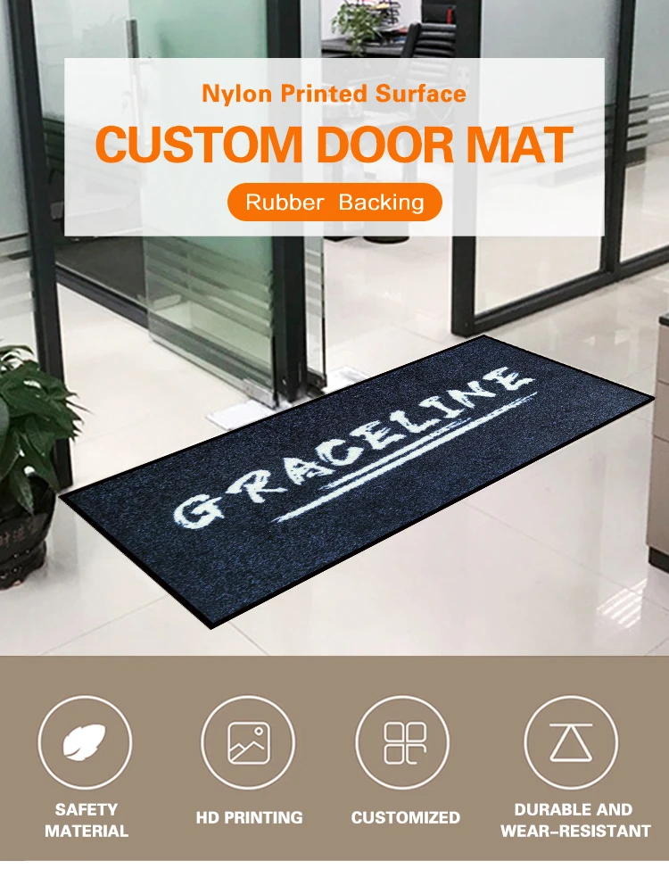 Grceline Anti Slip Custom Printed Logo Door Mat, Outdoor Floor Door Mats Large Entrance Home Doormat