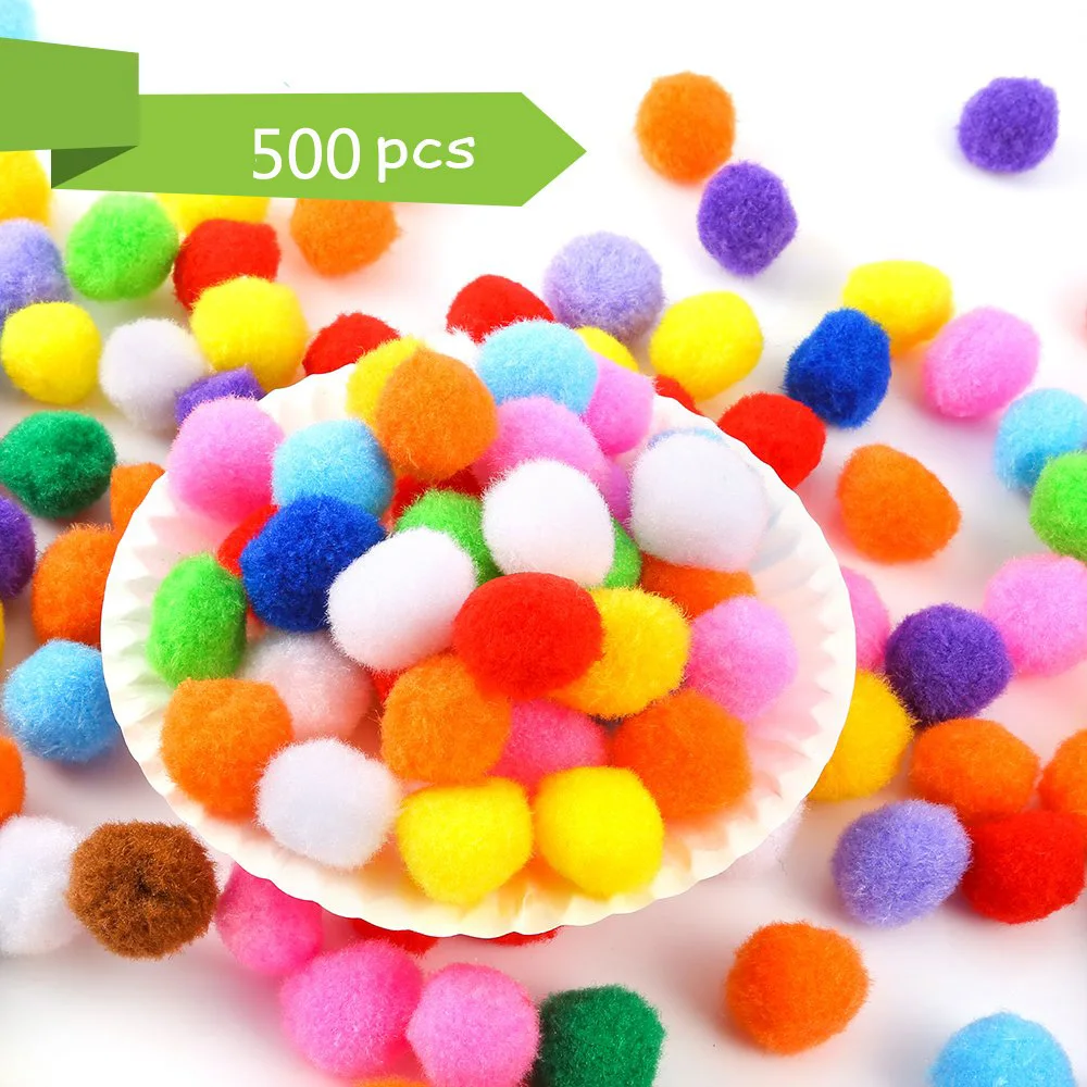 wholesale 500 Pieces 1 Inch Pompon Ball Assorted Color Pompoms Soft Toy Balls for Hobby Supplies and Creative Craft DIY Material