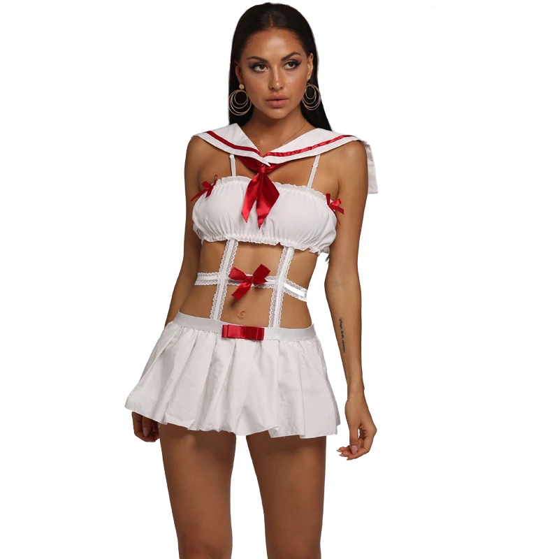 Sexy student uniform navy lingerie sexy uniform nurse sexy uniform white plus size fashionable design dress sets model  stylish