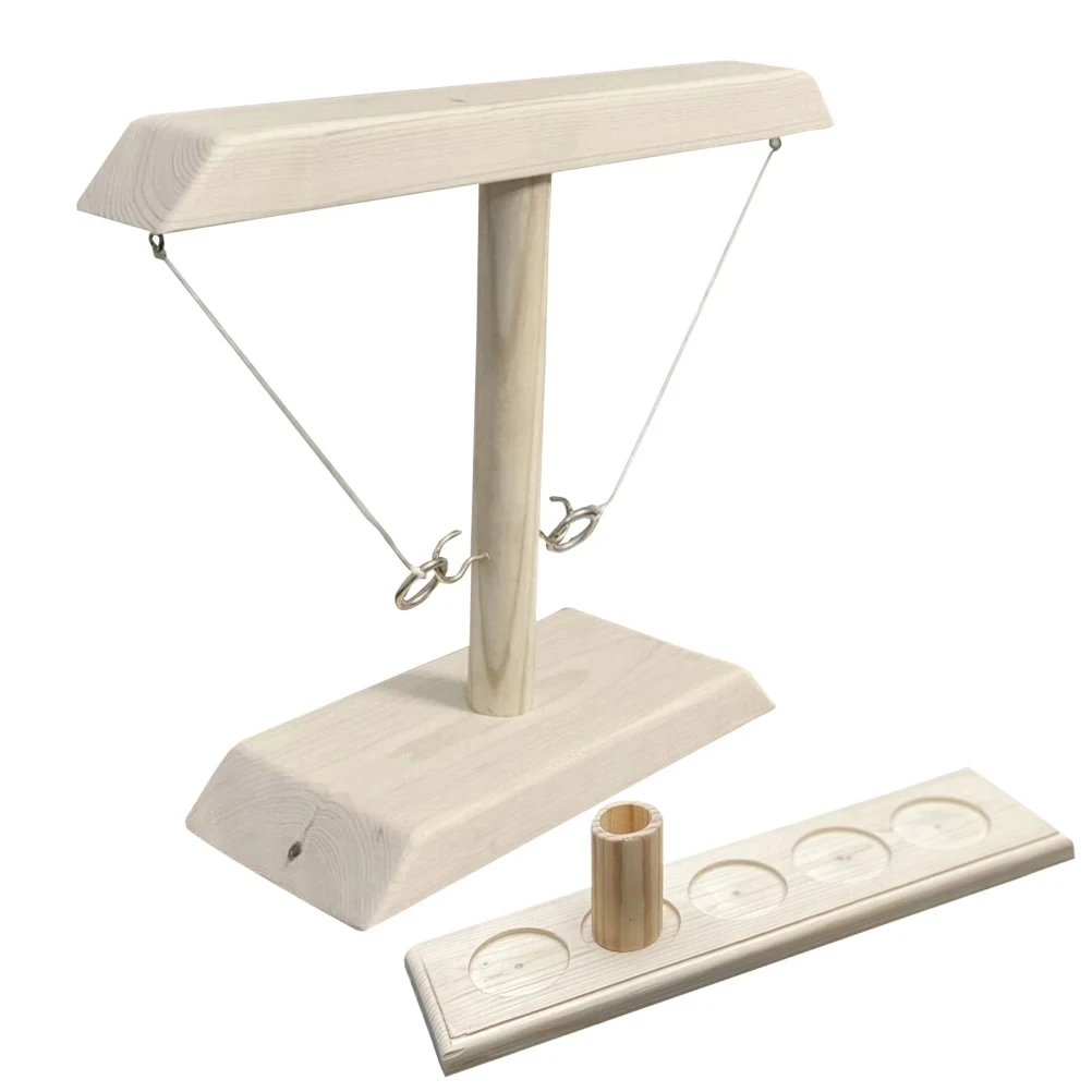 
Drinking Game Toy Wooden Ring Toss Game Ring Toss Hooks Fast-paced Parent-Child Interactive Game for Party 