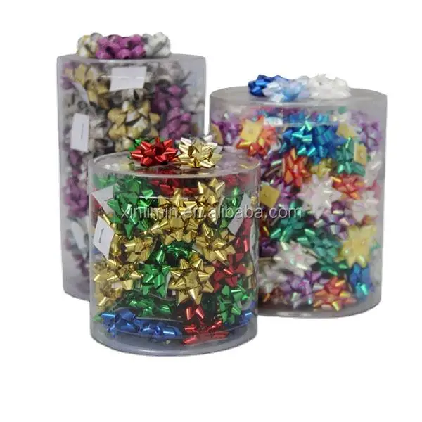 Christmas Decoration Star Bow PP Ribbon Gift Wrap Ribbon Bow Set Plastic Ribbon for Packaging Box