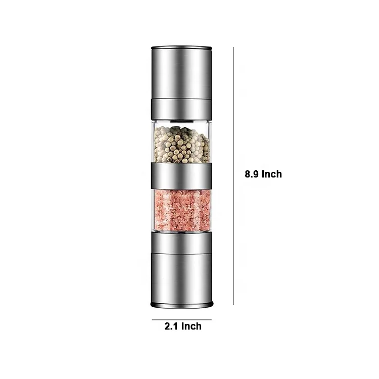 Stainless Steel Barbecue Seasoning Containers Storage Magnetic Spice Jar Set With Pepper Grinder