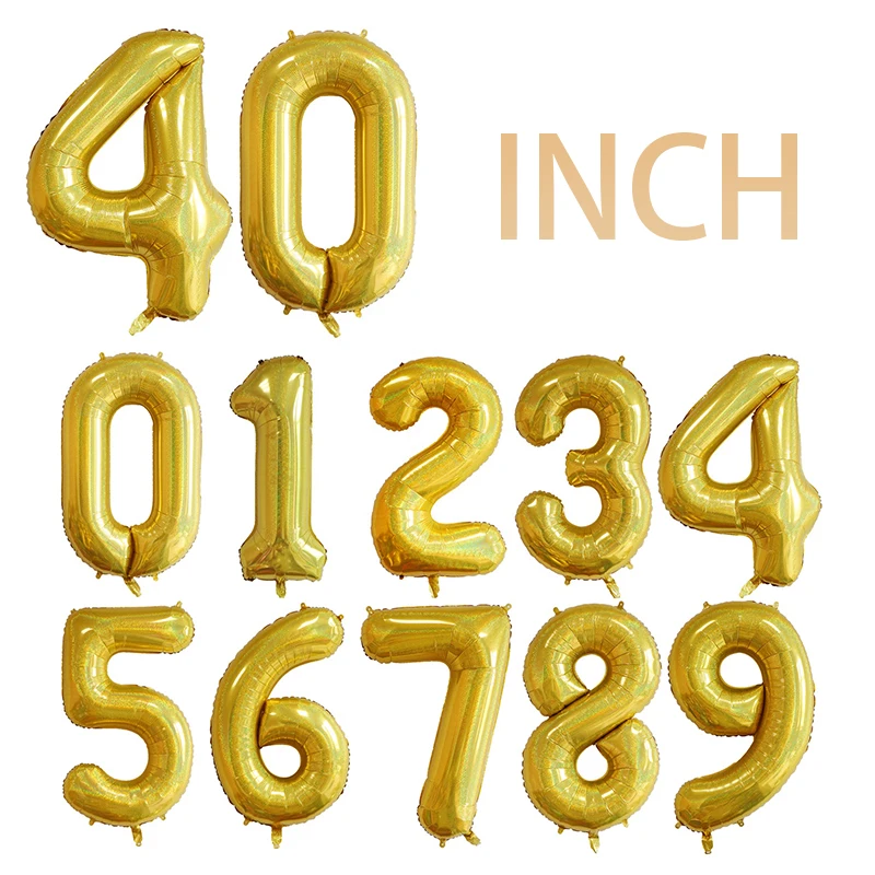 Happy Birthday Balloon Aluminium Set Custom 16 32 40 Inch 0-9 Number Shape Party Decorations Foil Balloons Globo
