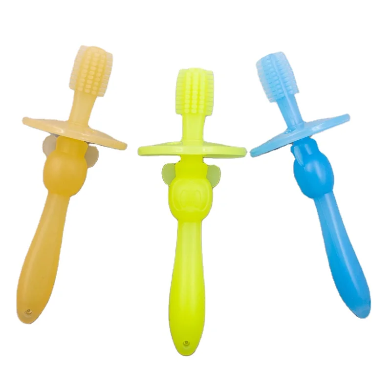 Lowest Food Grade Safety 360 degree Silicone brush for baby clean teeth