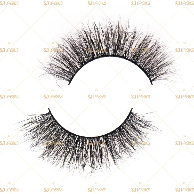 Handmade 3D Natural Style Full Strip Eyelashes False Eyelashes Real Mink Fur Mink Eyelashes