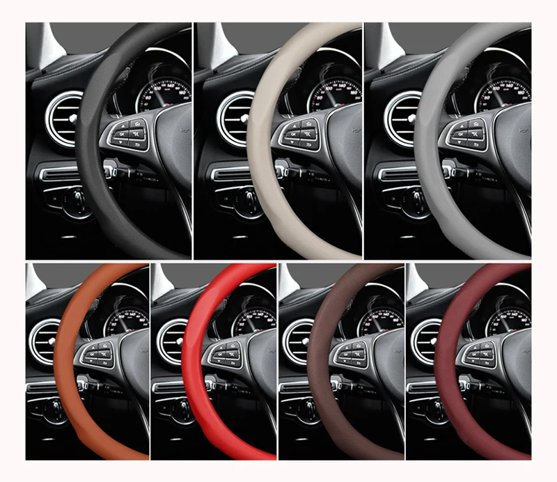 Comfortable Safe And Non-slip Custom Classic Genuine Leather Steering Wheel Cover