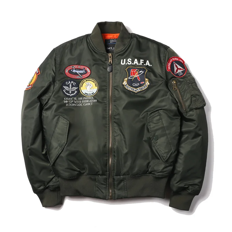 New Style Retro Autumn Winter Thickened Badge Ma-1 Bomber Unisex Wind Breaker Jackets