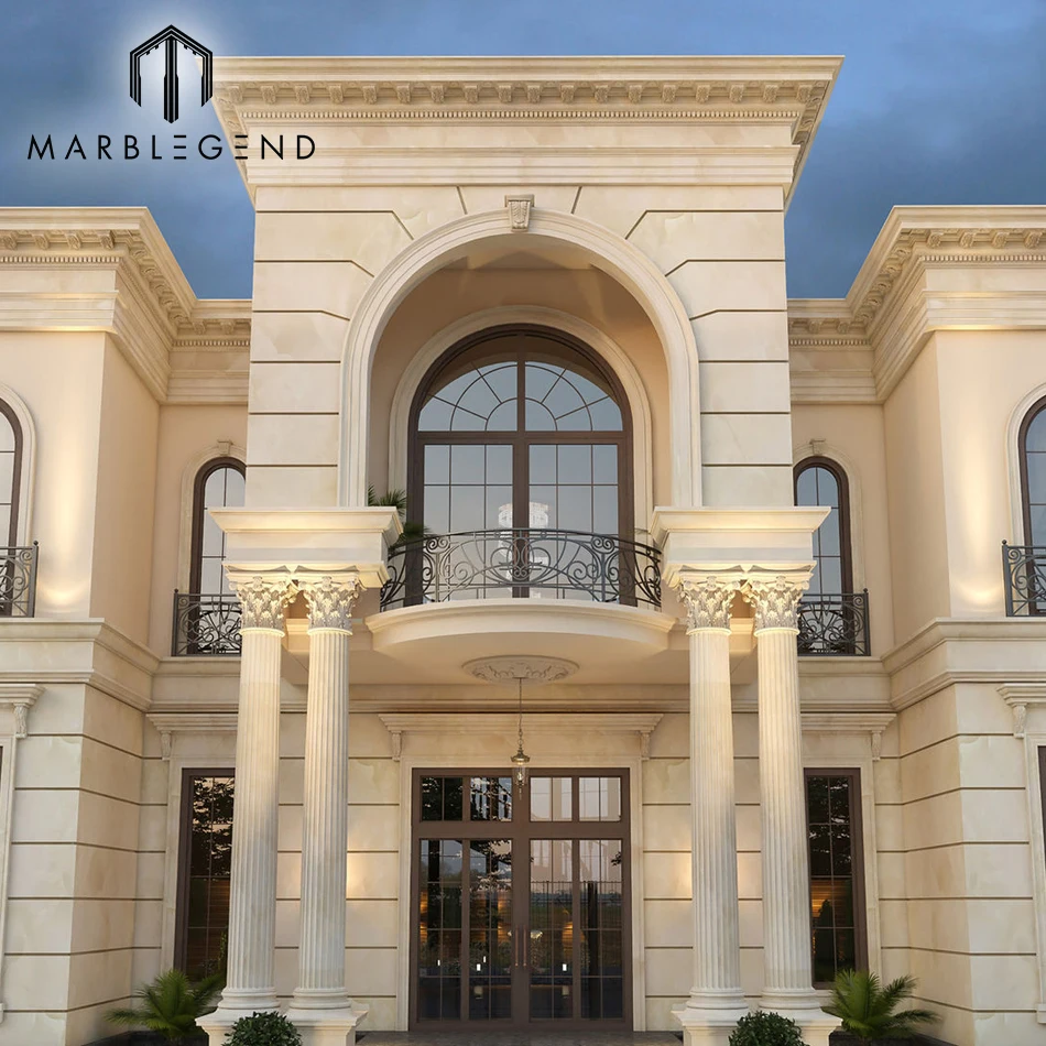 one-stop solutions building facade natural stone Portugal beige limestone exterior wall cladding tile for villa