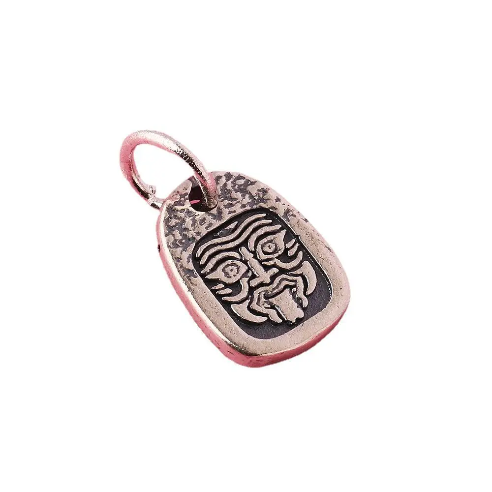 925 Tibetan Silver Zaki Temple God of Wealth Pendant with Wen Play Side Clip Accessories for Jewelry Components