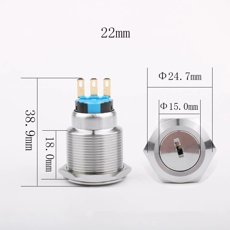 metal switch Emergency Stop Button 22mm 19mm Key Switch